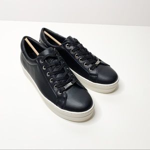 J/SLIDES HILTON PLATFORM BLACK LEATHER SNEAKER